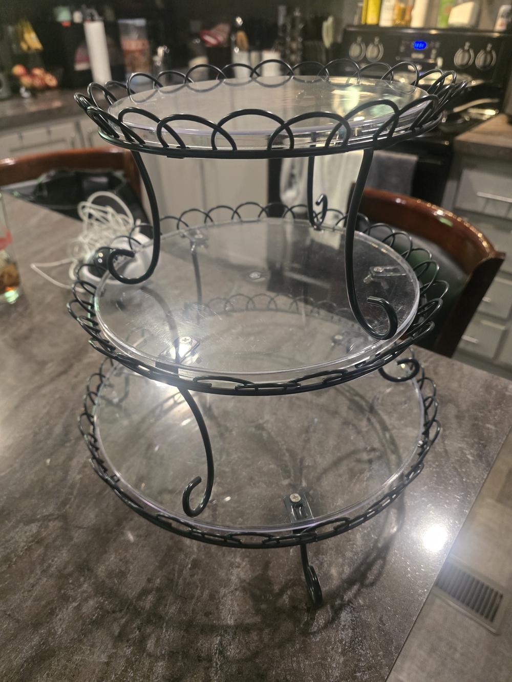 3-Tier Metal & Acrylic Dessert Stand in Black